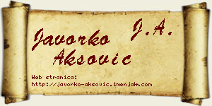 Javorko Aksović vizit kartica